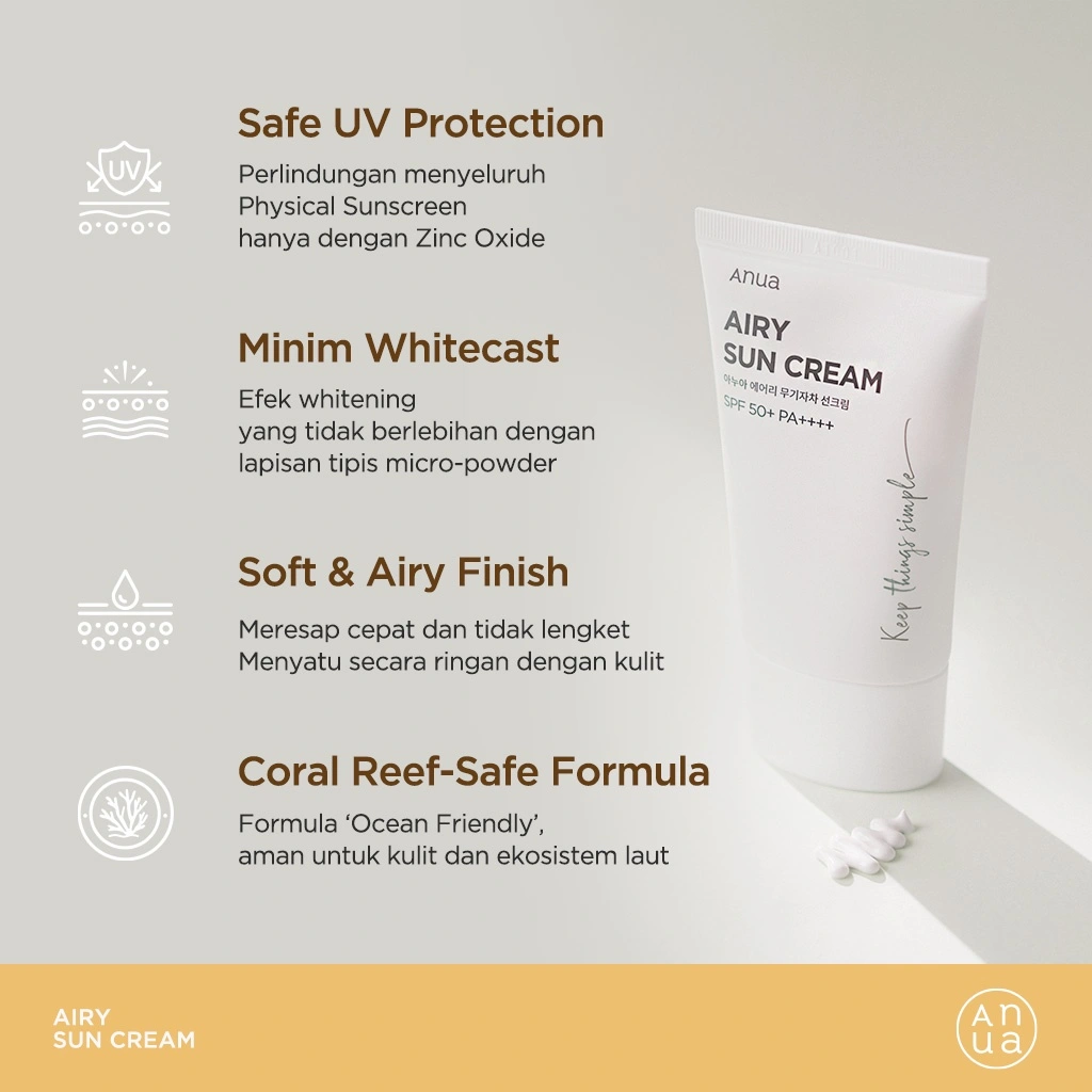 Anua Airy Sun Cream SPF50+ PA++++ 50ml - product view 2